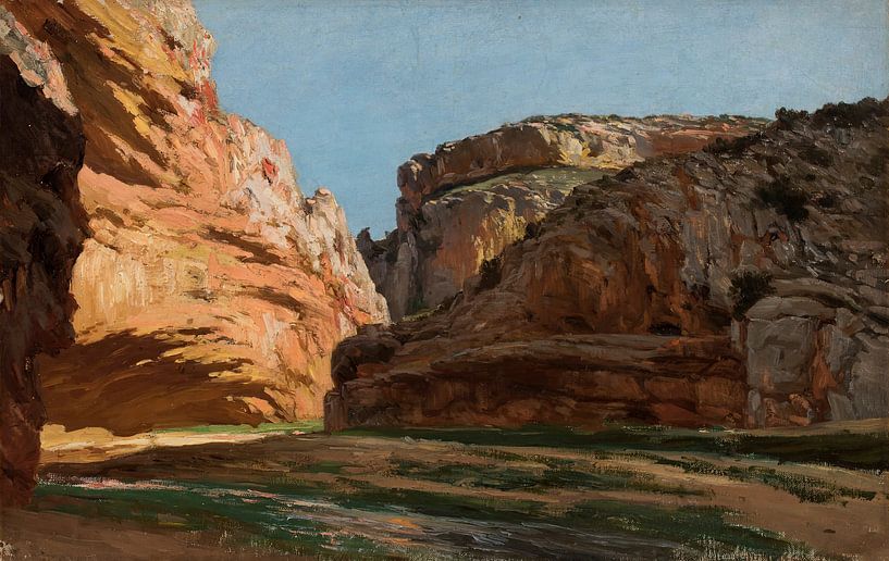 Carlos de Haes-Aragon Canyon landscape, River landscape, Antique landscape by finemasterpiece