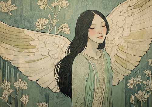 Une femme rêveuse et des ailes élégantes sur Zen et Plus