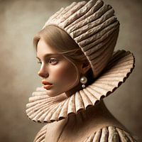 Portret van Modern girl with the pearl earring Johannes Vermeer