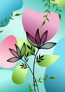 Black Line art - Spring by Gisela- Art for You