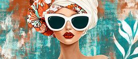 Feminine Eleganz mit Sonnenbrille und Tuch von Poster Art Shop