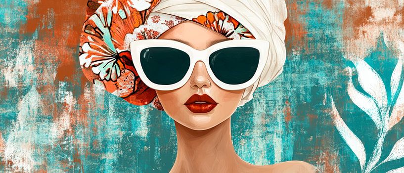 Élégance féminine avec des lunettes de soleil et un foulard par Poster Art Shop