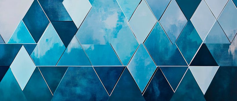 Bleu géométrique - Harmonie triangulaire par Poster Art Shop