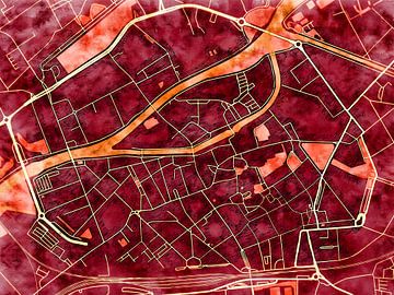 Kaart van Kortrijk centrum in de stijl 'Amber Autumn' van Maporia