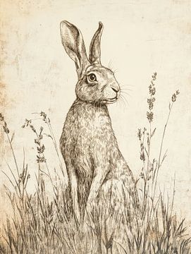Engraving Hare by Franka Poulain