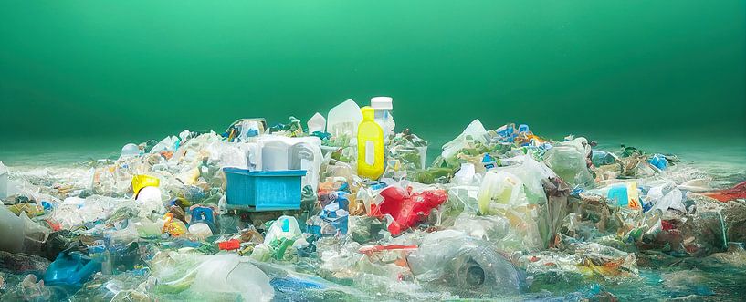 Panorama Plastikmüll im Ozean Illustration von Animaflora PicsStock
