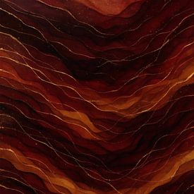 Flaming Depth – Fluid mural in red, brown and gold by Sabine Wagner