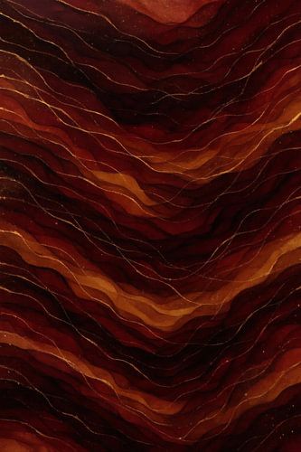 Flaming Depth – Fluid mural in red, brown and gold
