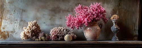 Verweerde Koraalcompositie in Aardetinten donker panorama