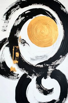 Abstracte compositie met gouden accenten