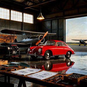 Zeitloser Porsche 356 in Vintage-Werkstatt-Szene