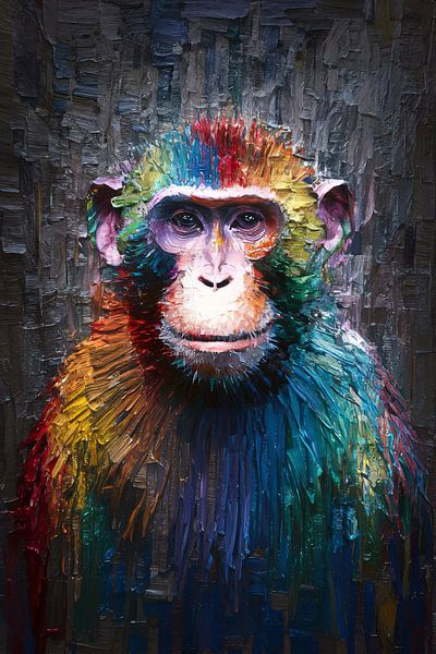 Expressive Colourful Monkey with Dynamic Brushstrokes by Art & Soul Creations