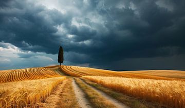 Storm trekt over Toscane van fernlichtsicht