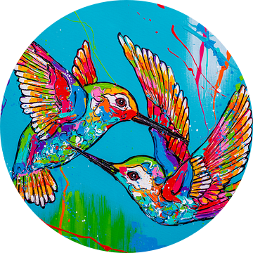 Verliefde kolibries van Happy Paintings
