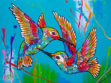 Hummingbirds in love by Happy Paintings