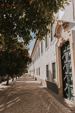 Die Straßen von Faro voller Orangenbäume, Algarve Portugal von Manon Visser