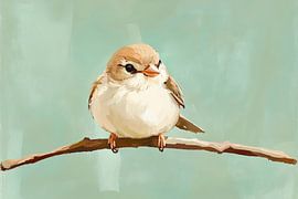 Small bird on a branch - Soft colours by Poster Art Shop