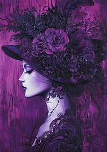 Femme mauve | Femme élégante avec fleurs