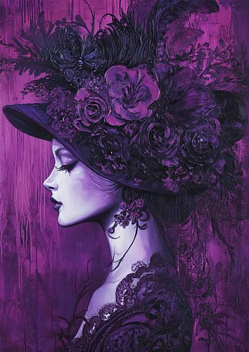 Lila Frau | Elegante Frau mit Blumen