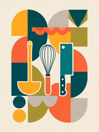 Abstract art for the kitchen in geometric shapes