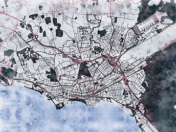 Kaart van Friedrichshafen in de stijl 'White Winter' van Maporia