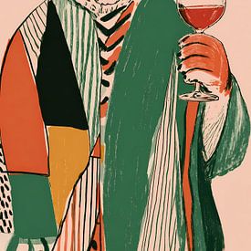 Tiger mit Weinglas von IamHome Studio