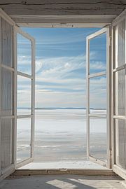 Salt lake landscape through the window by Poster Art Shop