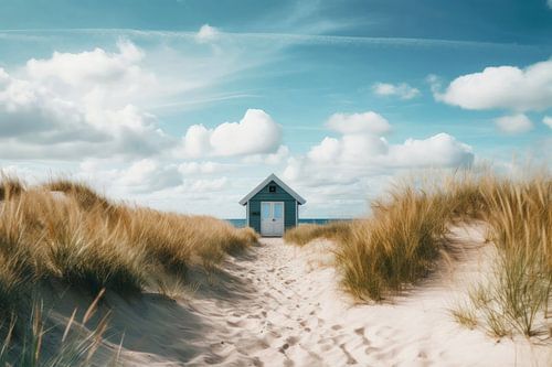 Kleine hut op het strand