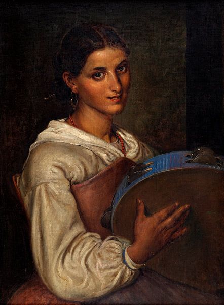 Wilhelm Marstrand, Italian girl with a blue tambourine by Atelier Liesjes