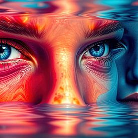 Visages entre lumière aquatique et temps suspendu - Quatre femmes au seuil de l'émergence, de la transformation et de la profondeur mystérieuse sur AidasignArt