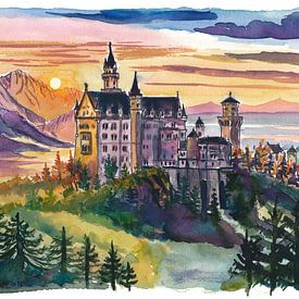 Schloss Neuschwanstein im märchenhaften Abendlicht von Markus Bleichner
