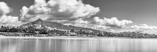 Marbella landschap panorama in zwart-wit