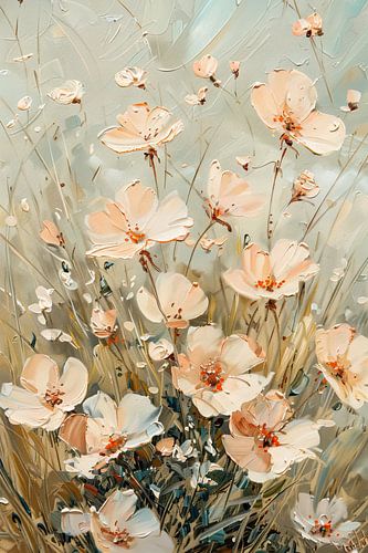 Lichtroze Bloemen in Groene Gras