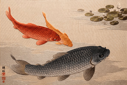 Traditionele Japanse kunst: Koi Karpers met Japans borduurwerk van Studio Pieternel