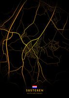 Susteren City Map Modern Black Gold