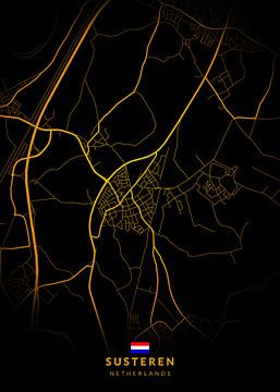 Stadsplattegrond Susteren Modern Zwart Goud van Kenda Maruyama