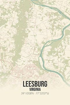 Vintage landkaart van Leesburg (Virginia), USA. van MijnStadsPoster