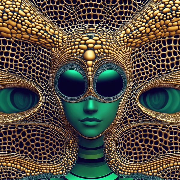 Alien with reptile skin by Ton Kuijpers