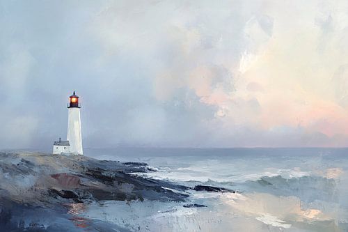 Vuurtoren op rotsachtige kust