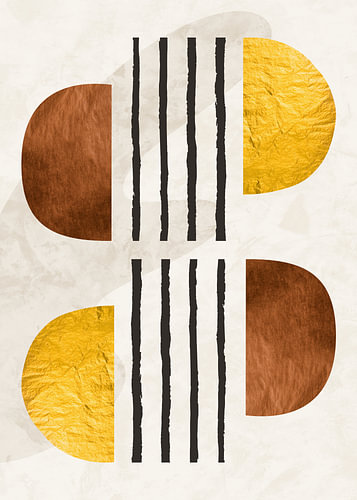 Abstract, organic-geometric modern art in earth tones