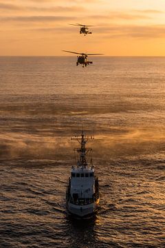 USCG Jayhawk's im Einsatz über der Küste von San Diego, USA von Jimmy van Drunen