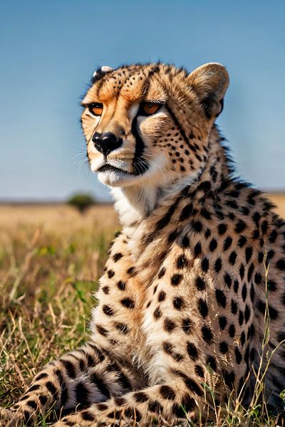Cheetah rests on lawn by Imperial Art House