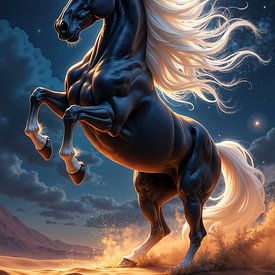 ASTRALYX – A black horse in the light of the moon by INFERAURUM