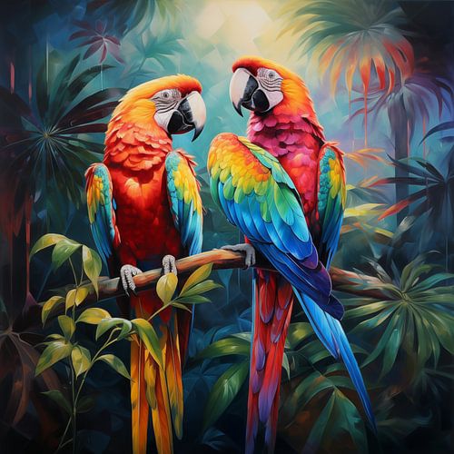Papegaaien artistiek Popart stijl