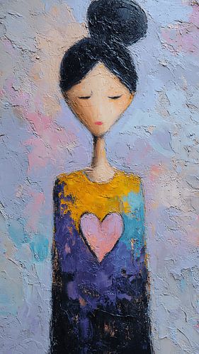 Floating Heart Lantern Emotional Abstract Portrait