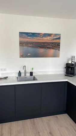Amsterdam Central Station in evening light.