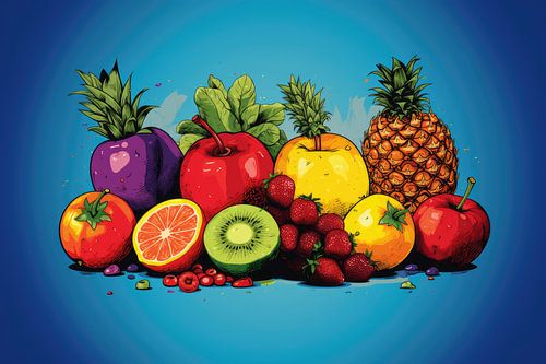 Colourful Fruit in Pop Art