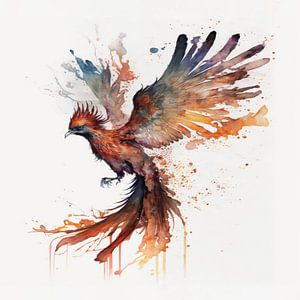 Phönix Mythischer Vogel Aquarell Digitale Kunst Fantasie von Preet Lambon