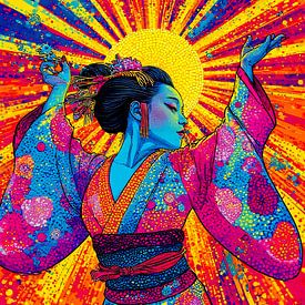 Radiant Geisha in motion - Pop Art by A.D. Digital ART