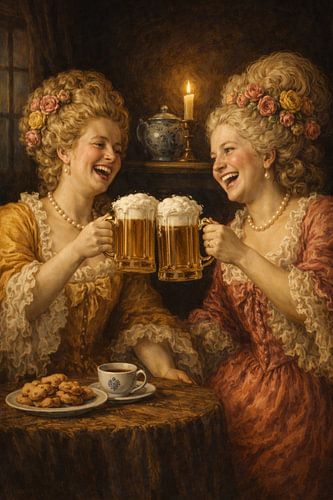 Two 18th-century women in a pub by Marjolein Overbeek